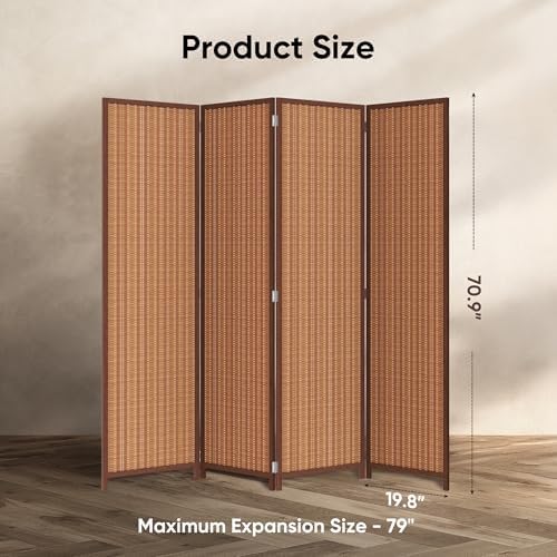 JOSTYLE 4 Panel Folding Privacy Screen 6ft Bamboo Freestanding Room Divider - Image 3