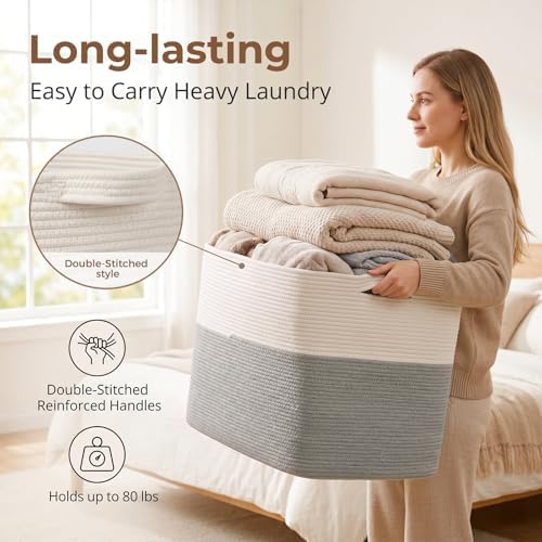 OIASKET 108L Cotton Rope Storage Basket - Image 3