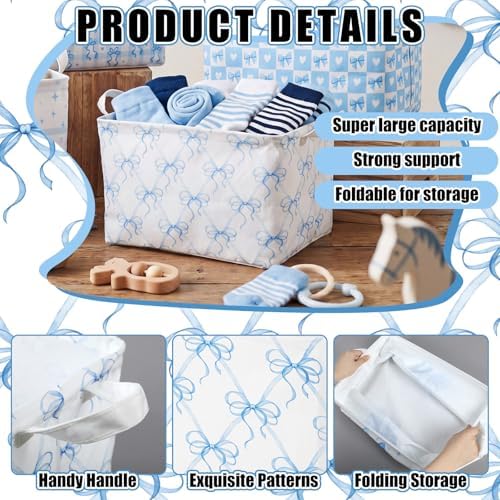4pcs 4 Pcs Blue Bow Storage Basket - Image 4