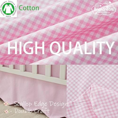 Brandream Scallop Edge Cotton Crib Skirt, Baby Boy Girl Gender Neutral Crib - Image 3