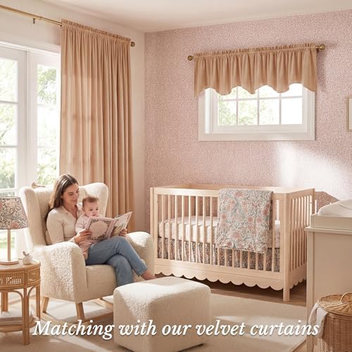 StangH Blush Beige Velvet Window Valance 52x18 Inch, 1 Panel - Image 2