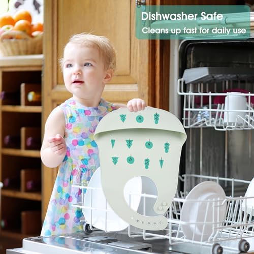 2 Pack Silicone Baby Bibs Adjustable Fit Waterproof Bib - Image 6