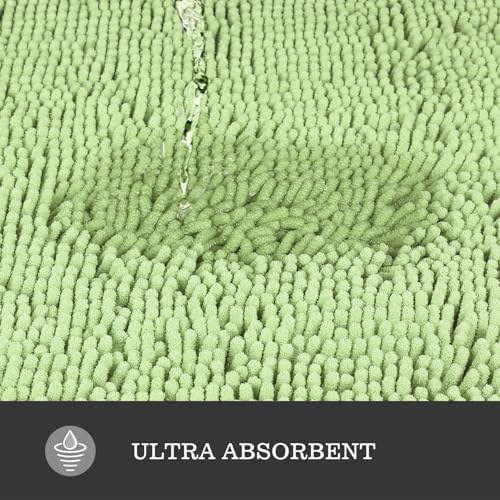 Yeaban Chenille Seafoam Green Bathroom Runner Rug 24"x60" - Image 4