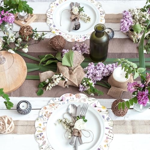 G.R.I Floral Paper Placemats 50 Pcs 13.5" Wildflower Round Disposable - Image 6