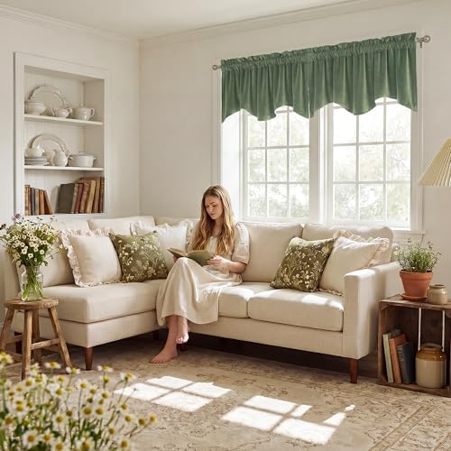 StangH Sage Green Valance for Windows 52x18 Inch, 1 Panel - Image 3