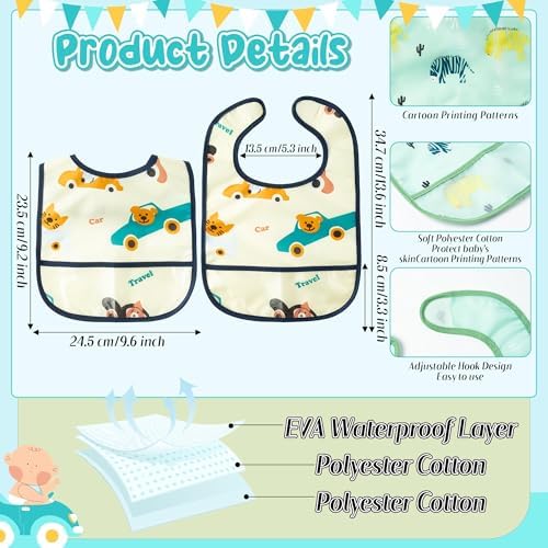 6Pcs Waterproof Toddler Bibs, Baby Feeding Bib - Image 2