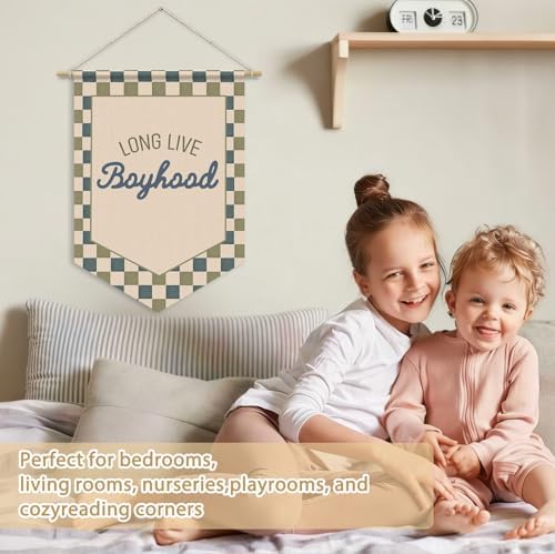 Boy Room Decor, Long Live Boyhood Nursery Wall Banner Pennants Flag - Image 3