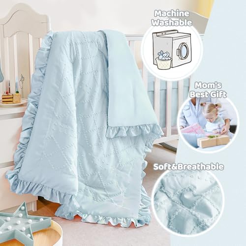 Baby Crib Bedding Set for Girls, 3 Piece Boho Crib Comforter Set Ruffle - Image 6