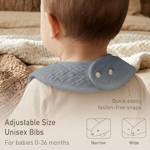 Muslin Bibs for Baby Boy Girl, Adjustable Fit for Drooling and Teething - Image 5