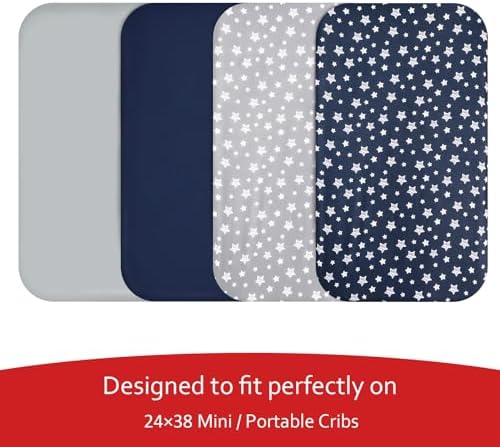 Mini Portable Crib Sheets for Boys 4 Pack, Compatible - Image 2