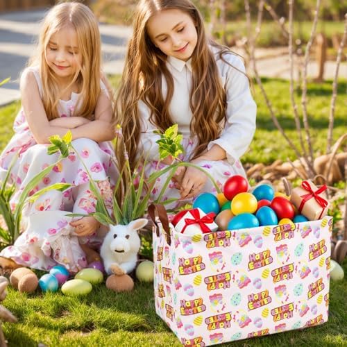 Large Empty Easter Basket for Kid Baby Rectangular Cute Easter Gift Bunny Eggs - Image 5