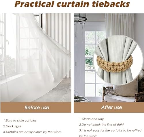 SRG Curtain Tiebacks for Curtains 4 Pack, Decorative Curtain Holdbacks for - Image 5