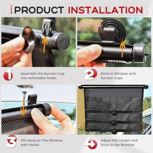 PLTCAT Car Side Window Sun Shades, 2 Pack Stretch Mesh Covers, 20 x 22 in - Image 2