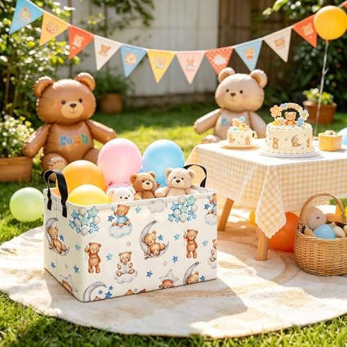 Rectangular Bear Storage Bin, Fabric Closet Organizer Basket - Image 6