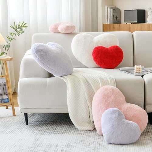 XVTRU Grey Heart Pillows, Cute Heart Decorative Pillow, Heart Shaped Throw - Image 3