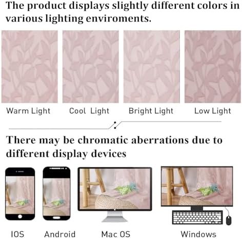 Lecloud Leia Jacquard Textured Blush Sheer Kitchen Curtains 36 Inch Length 2 - Image 5