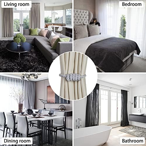 BEL AVENIR Magnetic Curtain Tiebacks 4 Pack Hand-Woven Curtain Ties - Image 5