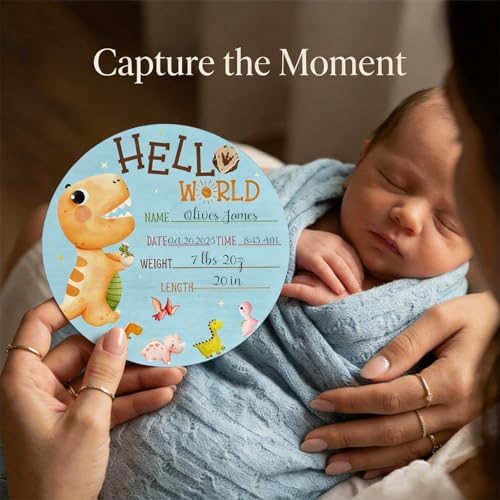 Dinosaur Baby Announcement Sign, Wooden Nursery Name Decor 6in - Image 5