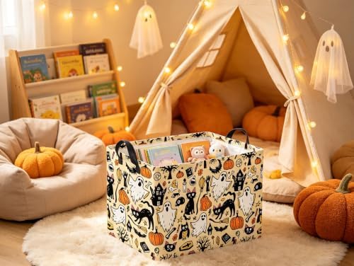 Rectangular Halloween Basket Trick or Treat Pumpkin Basket Cute Storage Bin - Image 6