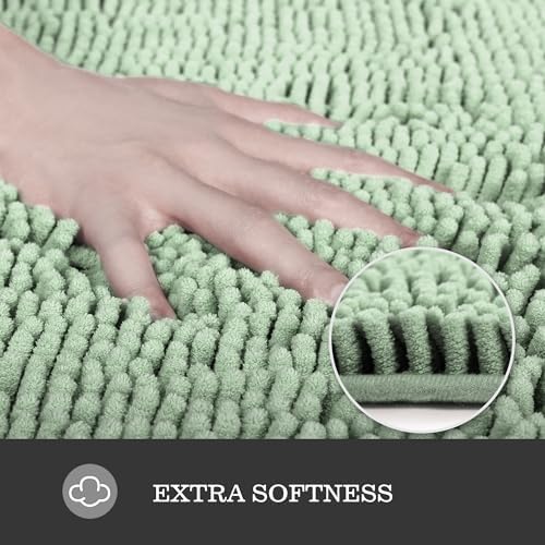Yeaban Chenille Sea Foam Bathroom Rug 24"x36", Non-Slip Rubber Backing - Image 2