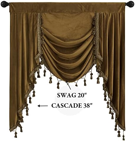StangH Fall Decor Valance Curtains Gold Brown W39 inches, 1 Panel - Image 2