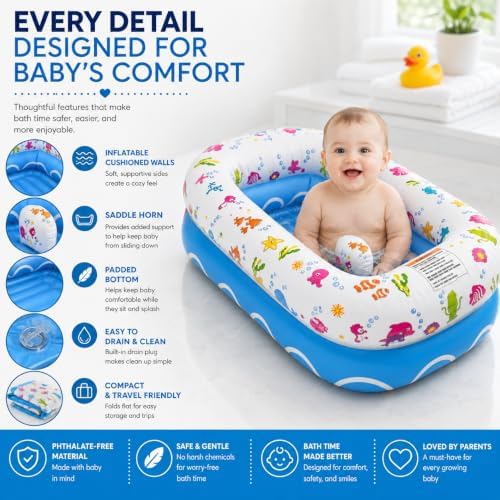Mommy's Helper Inflatable Baby Bathtub, Portable Bathtub, Ages 6-24 Months - Image 4