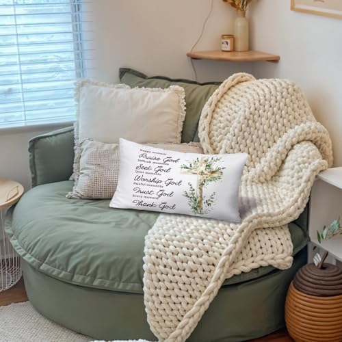 Eucalyptus Cross Christian 12x20 Pillow Cover, Bible Verse Home Decor, Bible - Image 5