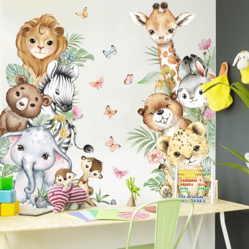 Watercolor Jungle Animal Wall Decals by clothmile