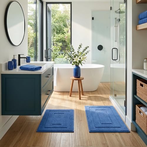 GRANNY SAYS Blue Bathroom Rugs Set 2 Piece, Soft Microfiber Bath Mats - Image 3
