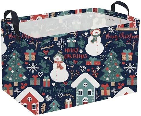 Rectangular Christmas Baskets, Snowman Basket Empty, Waterproof PE Coating Cute by Sanjiaofen