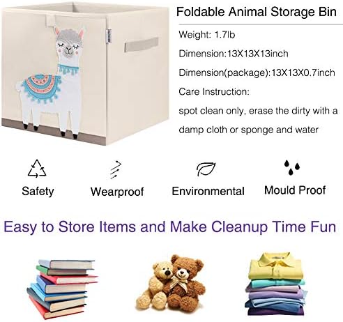 13 Inch Animal Cube Storage Bins, Foldable Fabric Kids Toy Box & Toy Chest - Image 3