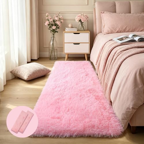 KCHOWUA Pink Fluffy Fuzzy Rug 2x6 - Image 2