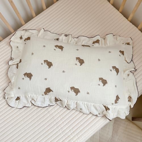BuLuTu 100% Cotton Kids Pillowcase Standard Size 20"x26", Bee Bear Pattern by BuLuTu