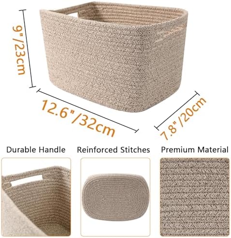 6 Pack Woven Rope Baskets, 12.6"×9"×7.8" Storage Bins - Image 2