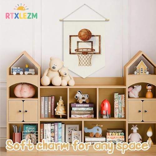 Basketball Room Decor for Boys, Retro Basketball Hoop Wall Banner Flag - Image 2
