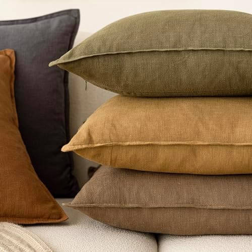 Foindtower Decorative Linen Lumbar Throw Pillow Covers 12x20 Cocoa Brown - Image 6