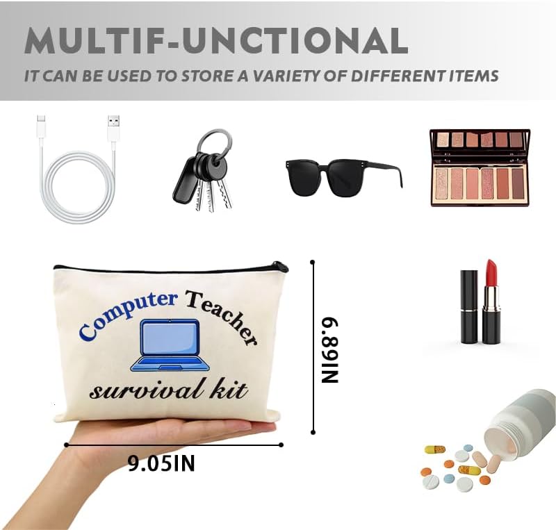 Computer Teacher Survival Kit Funny Computer IT Programmer Teachers Makeup Bag - Image 2