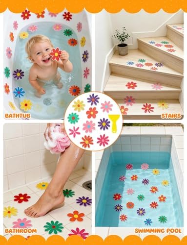 26Pcs Non Slip Bathtub Stickers, Colorful Flower Stickers - Image 7