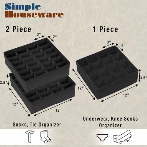Simple Houseware Sock Drawer Organizer, 3 Pack - Image 2