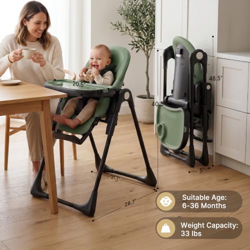 3 in 1 Portable High Chairs for Babies and Toddlers, Sage Green - Image 6
