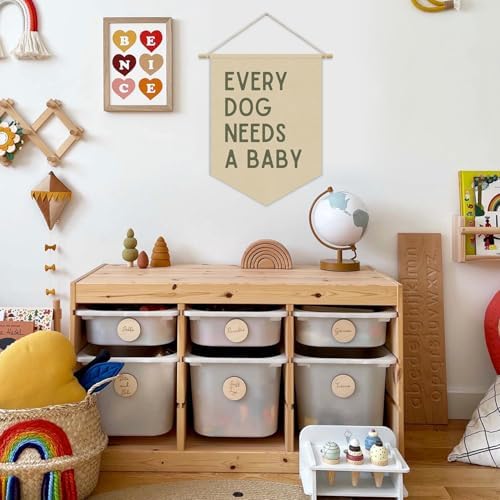 Every Dog Needs a Baby Linen Canvas Banner, Baby Shower Decor, Pregnancy - Image 2