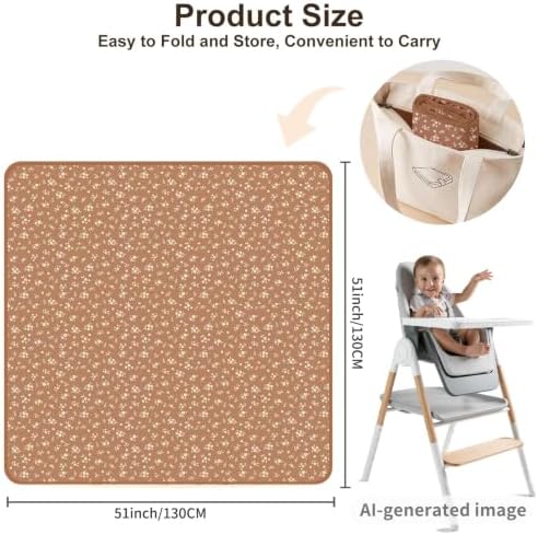 Baby Splat Mat for Under High Chair, 51 x 51 Inch - Image 2