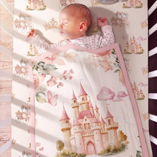 Hahafelt 3 Pcs Pink Princess Baby Crib Bedding Set - Image 5