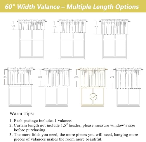 Blush Pink Valances for Windows, Light Filtering Faux Linen Textured Small - Image 3