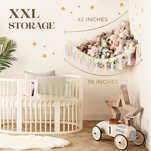 TIDYTEDS Snow White Macrame DreamLights Boho Stuffed Animal Storage Net and - Image 5