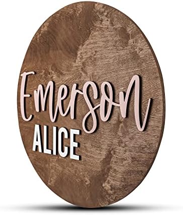 Custom Round Nursery Name Sign, Personalized Wooden Wall Plaque, Baby Shower - Image 2