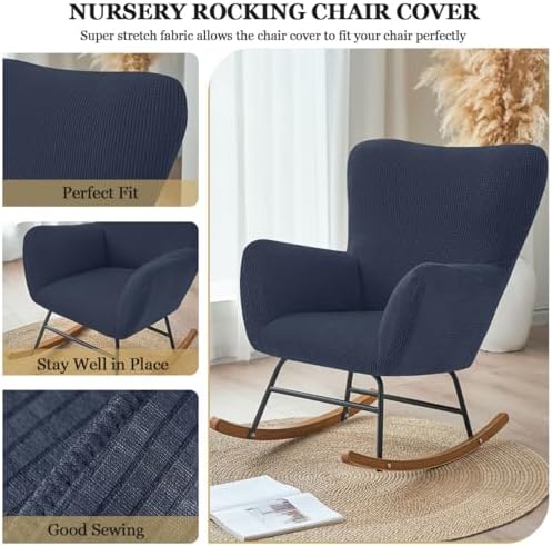 Levoberg Nursery Rocking Chair Cover Stretch Rocker Glider Chairs Cover - Image 6