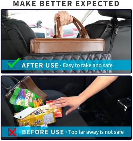 Car Handbag Holder Between Seat Durable Leather Seat Back Organizer Pet & Kids - Image 2