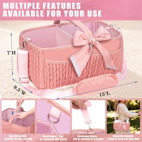 Baby Diaper Caddy Organizer – Adjustable Shoulder Strap, Large Nursery Storage - Image 4