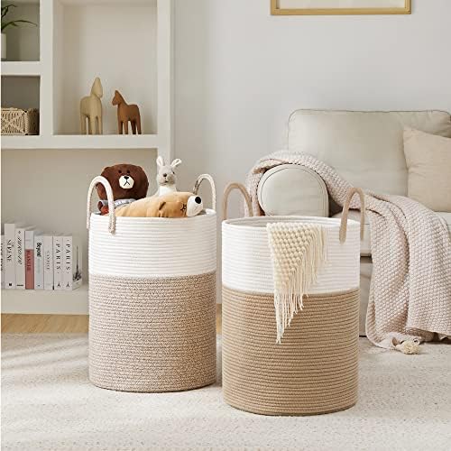 YOUDENOVA Woven Rope Laundry Hamper Basket, 58L Tall Laundry Basket, Baby - Image 6